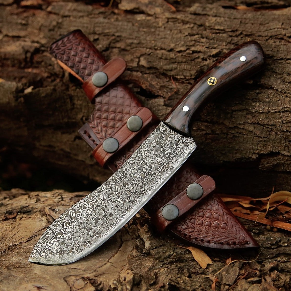 HTB-20 online Damascus Knife custom handmade Chef Knife / Oak Wood Handle