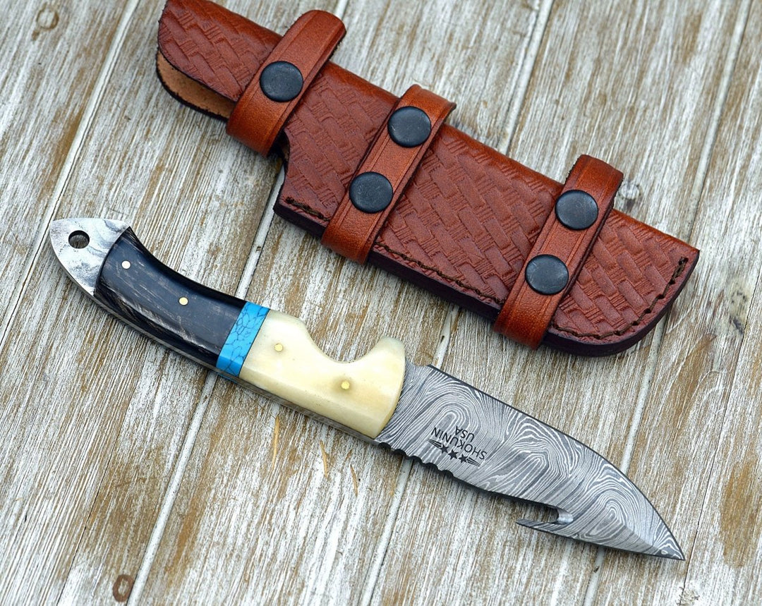 Top Rated 5-Inch Hunting Knife with Gut Hook - Custom Damascus Gift for Him | Perfect for Birthday, Anniversary & Hunting Enthusiasts 719