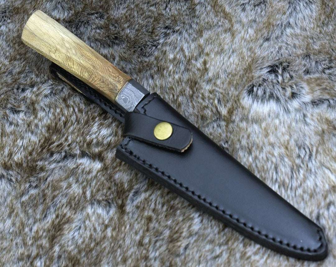 Chef knife - Terra Damascus Chef Knife with Exotic Leopard Wood Handle - Shokunin USA